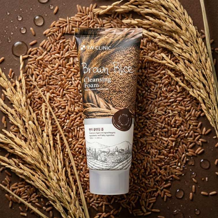 3w clinic cleansing foam brown rice - 100ml