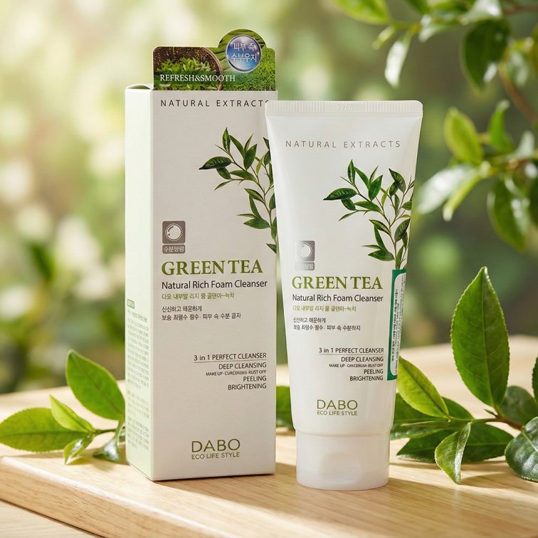 Dabo Green Tea Natural Rich Foam Cleanser - 180ml
