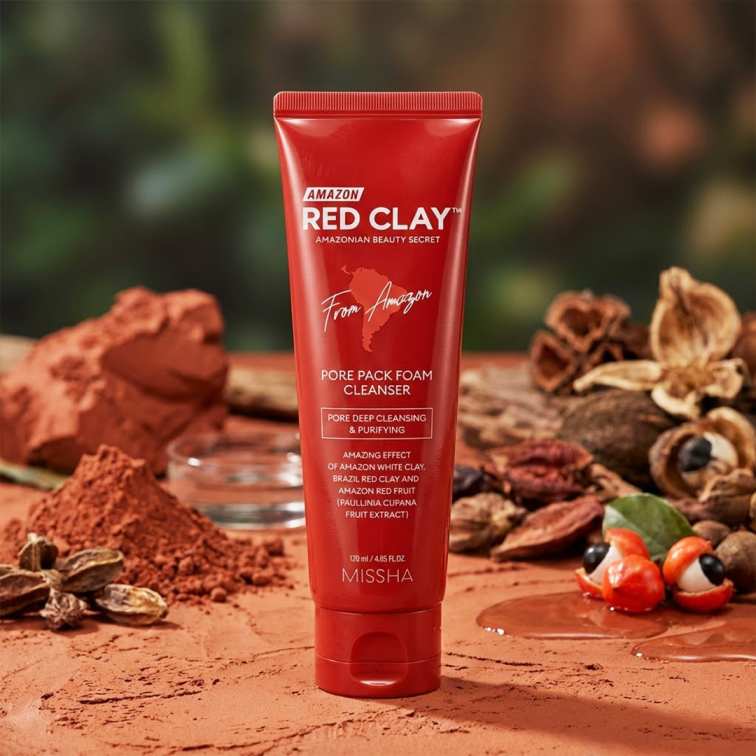 Missha Amazon Red Clay Pore Pack Foam Cleanser - 120ml