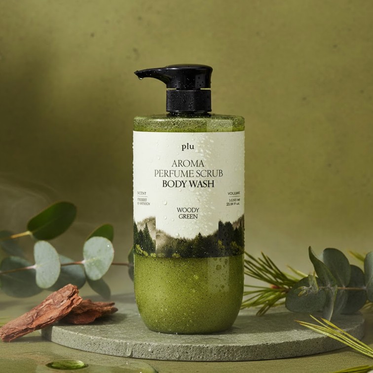 Plu Aroma Perfume Scrub Body Wash (Woody Green) -1000ml