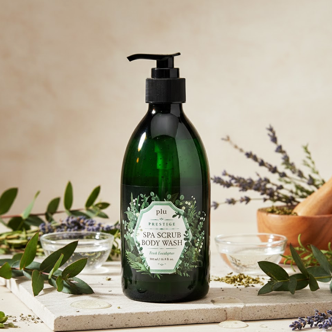 Plu Prestige Spa Scrub Body Wash (Fresh Eucalyptus) - 500ml