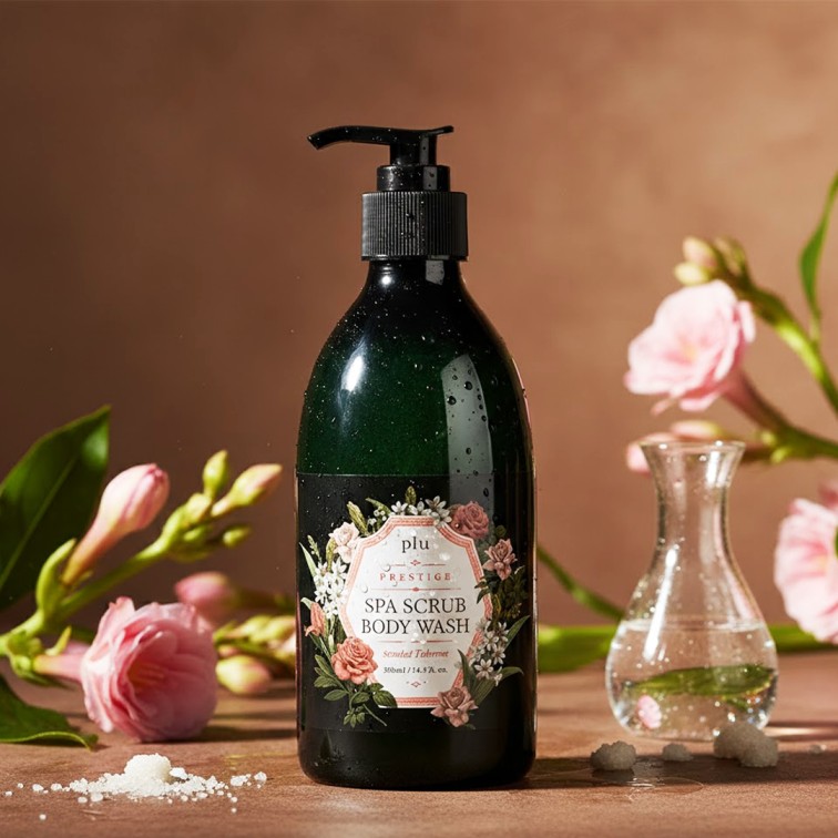 Plu Prestige Spa Scrub Body Wash (Scented Tuberose) - 500ml